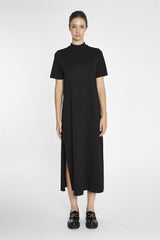 Black High-Neck T-Shirt Midi-Dress