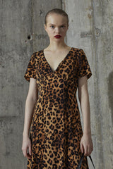 Leopard V-neck Midi-Dress