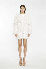 Cream Shearling Oversized-Collar Jacket