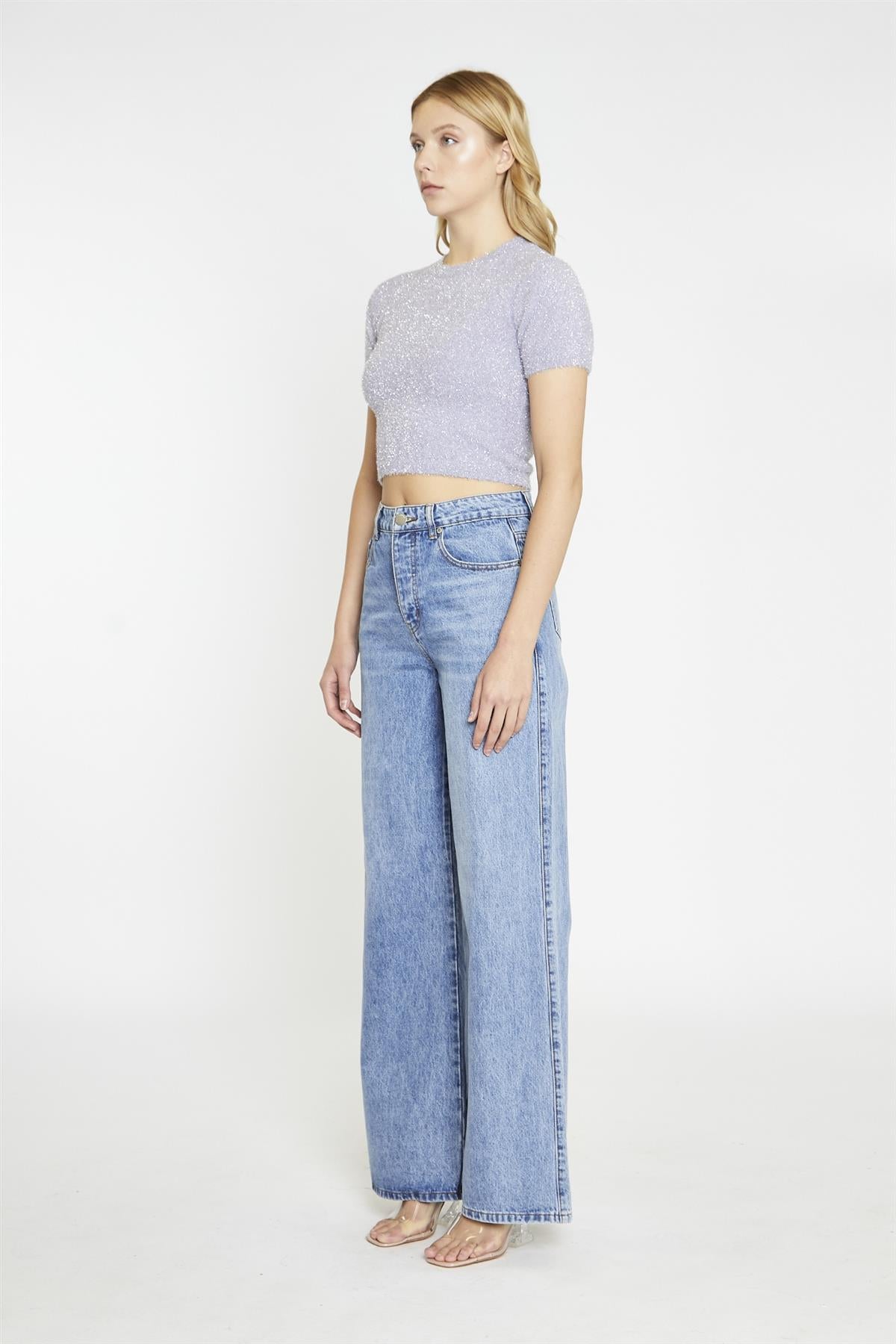 Mid Stonewash Wide-Leg Jeans