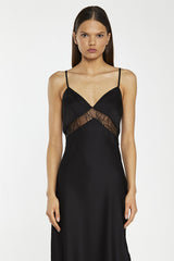 Black Lace Trim Cami Midaxi-Dress