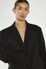 Black Single Breasted Oversized-Blazer