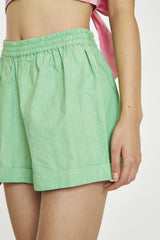 Bright-Green Turn-Up Shorts