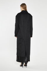 Black Herringbone Oversized Longline-Coat