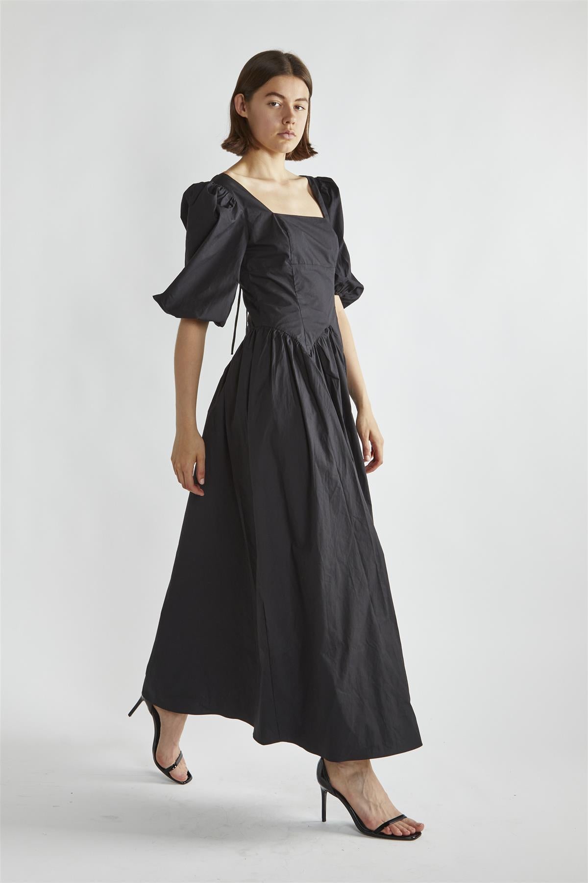 Black Square-Neck Maxi-Dress