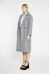 Grey Marl Lapel Collar Midi-Coat