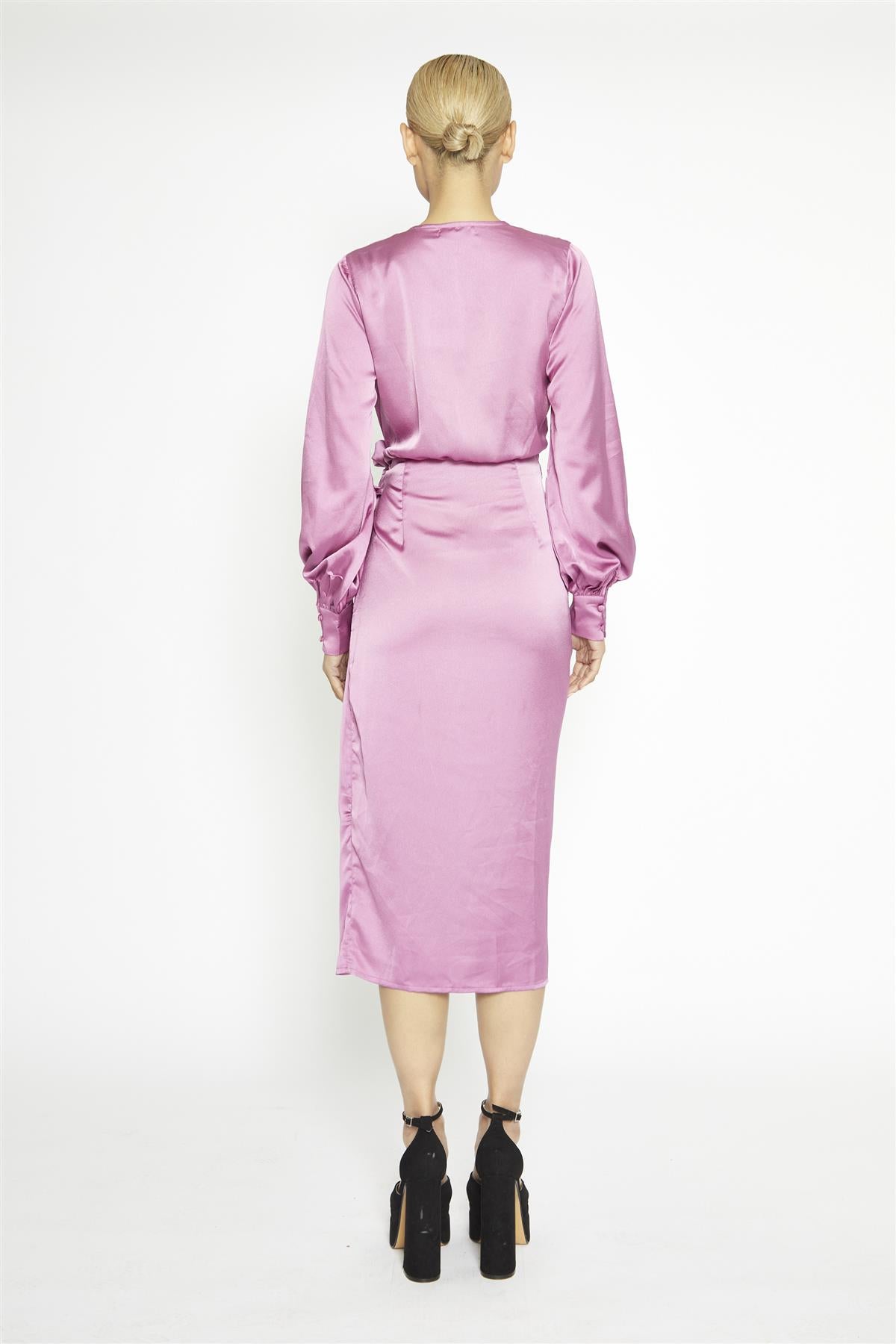 Orchid Wrap Midi-Dress