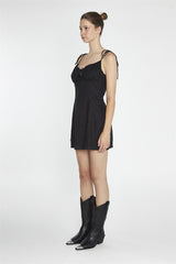 Black Strappy Milkmaid Mini-Dress