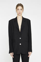 Black Single Breast Oversized-Blazer