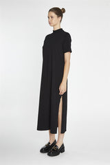 Black High-Neck T-Shirt Midi-Dress