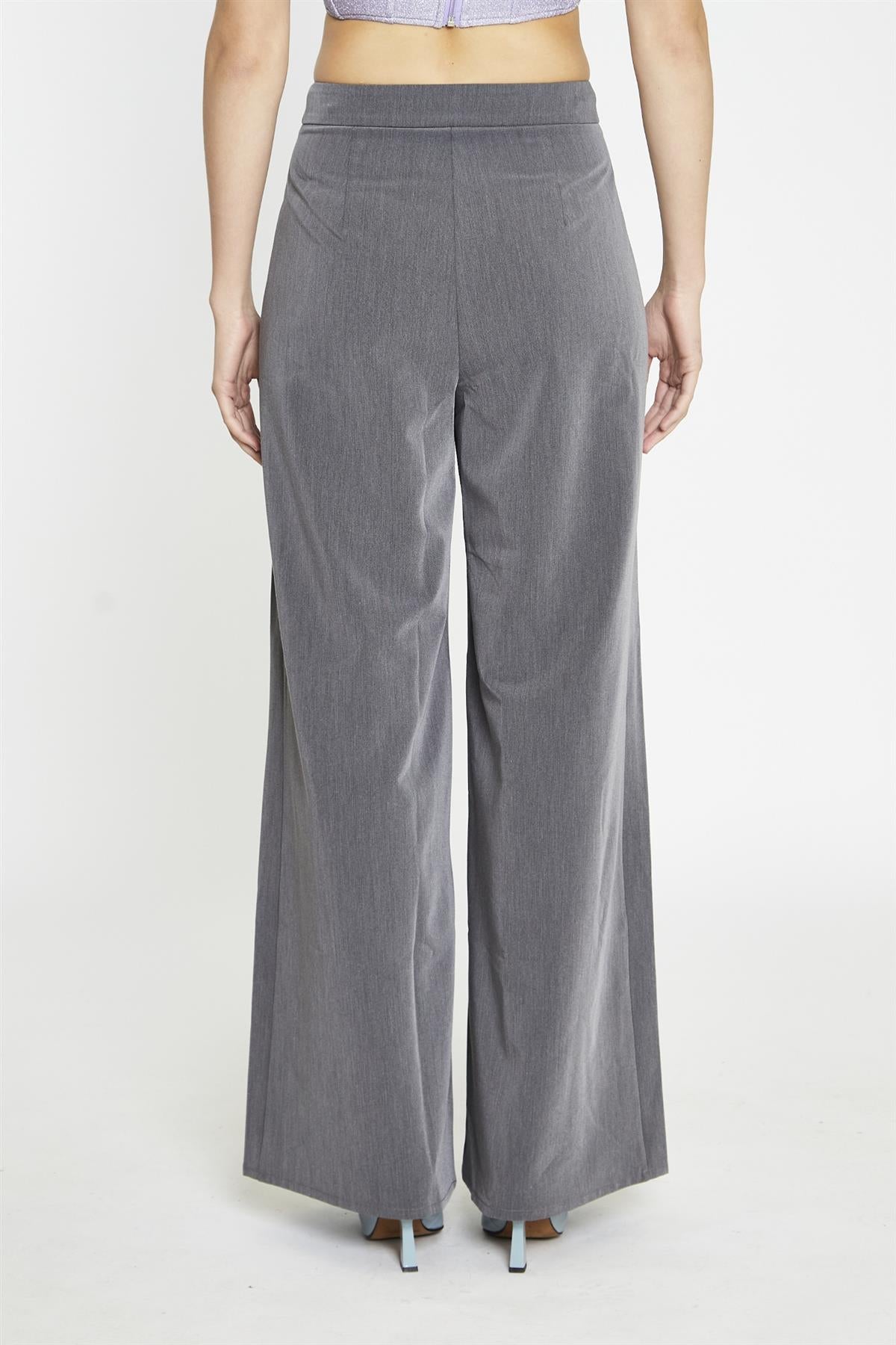 Dark-Grey High-Waisted Wide-Leg Trousers