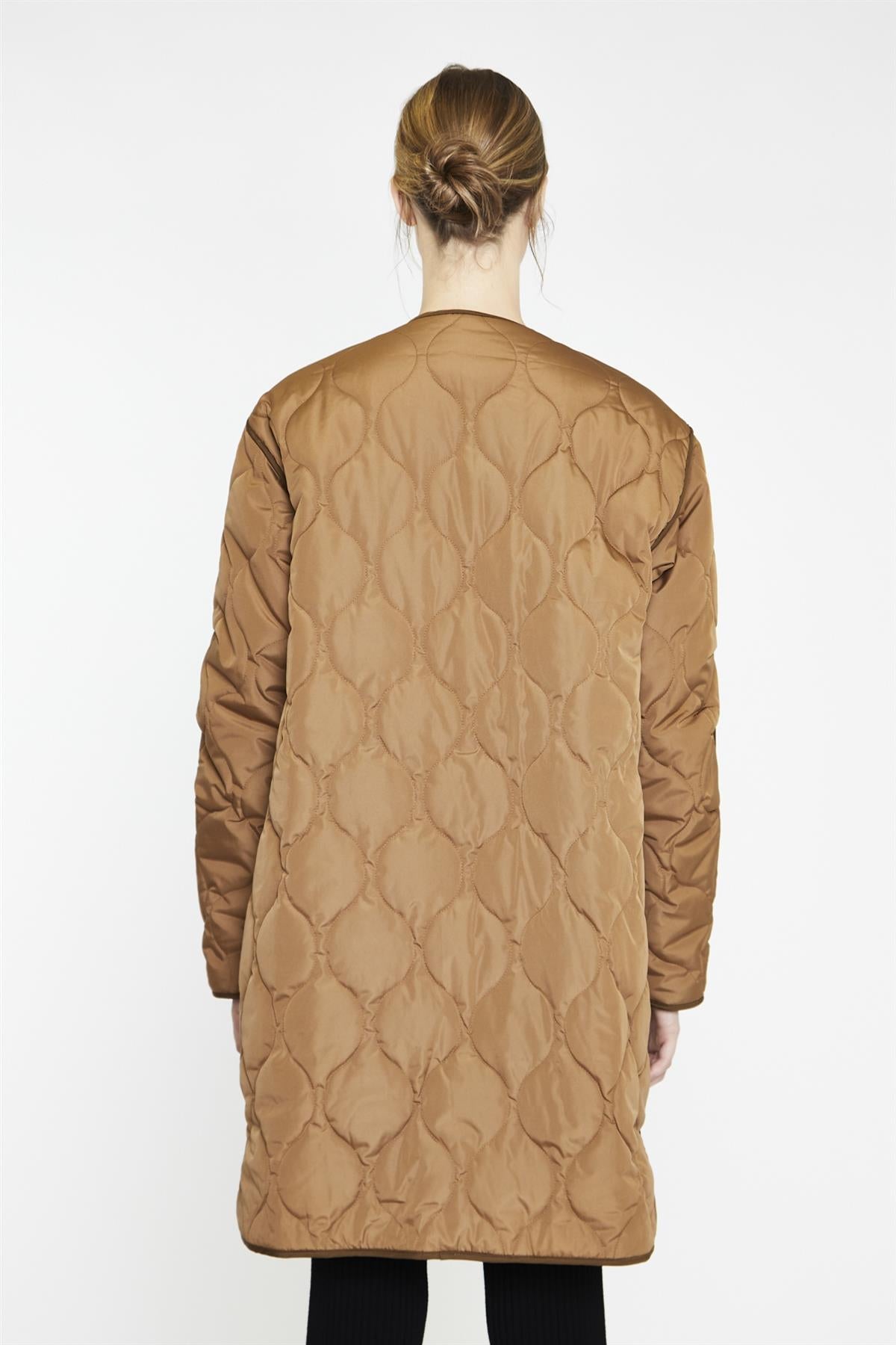 Brown Dark-Brown Quilted Coat