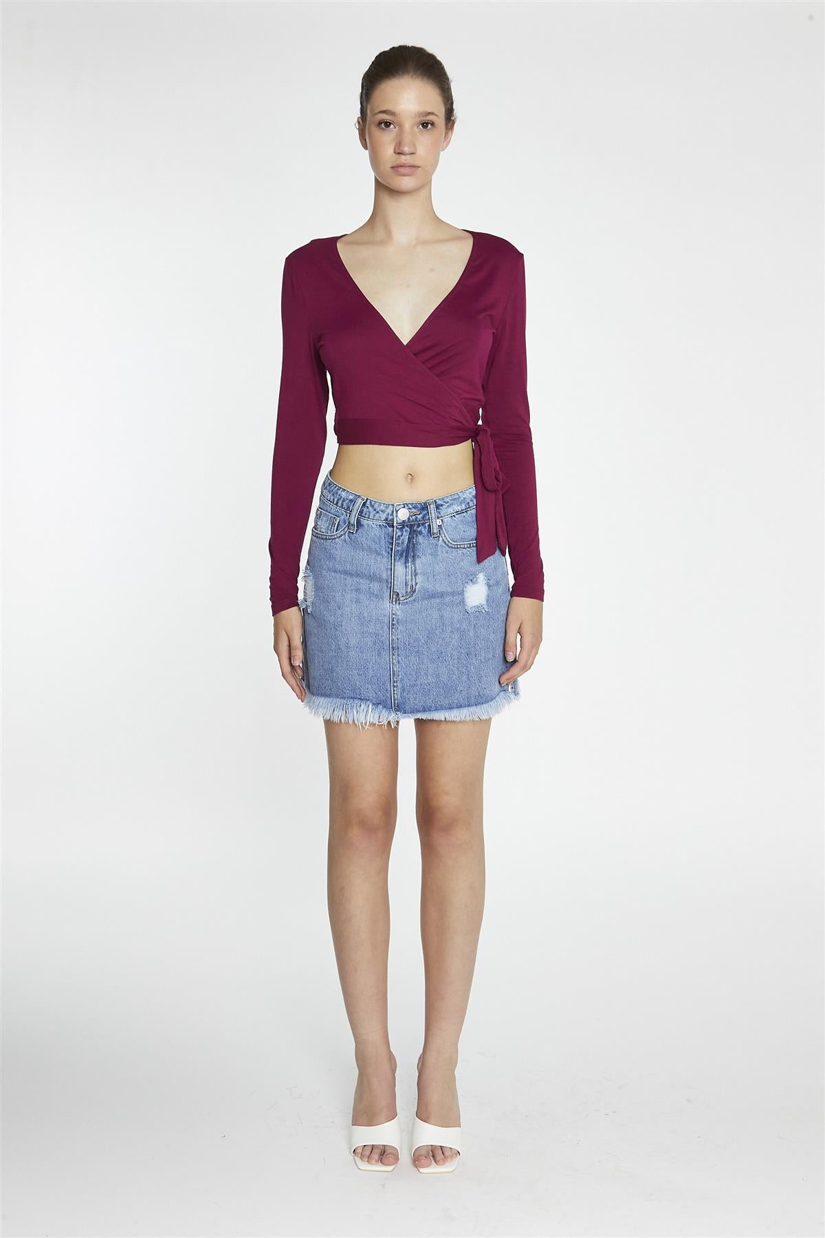 Burgundy Wrap Crop-Top