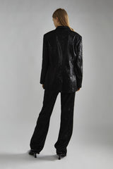 Black Metallic-Sequin Oversized-Blazer