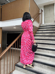 Neon Pink-Lilac Leopard  Wrap-Tie Maxi-Dress