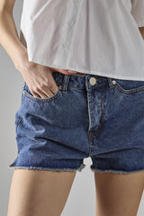 Mid Stonewash Denim Low-Rise-Shorts