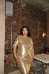 Curve - Matt - Gold Sequin Midi-Dress