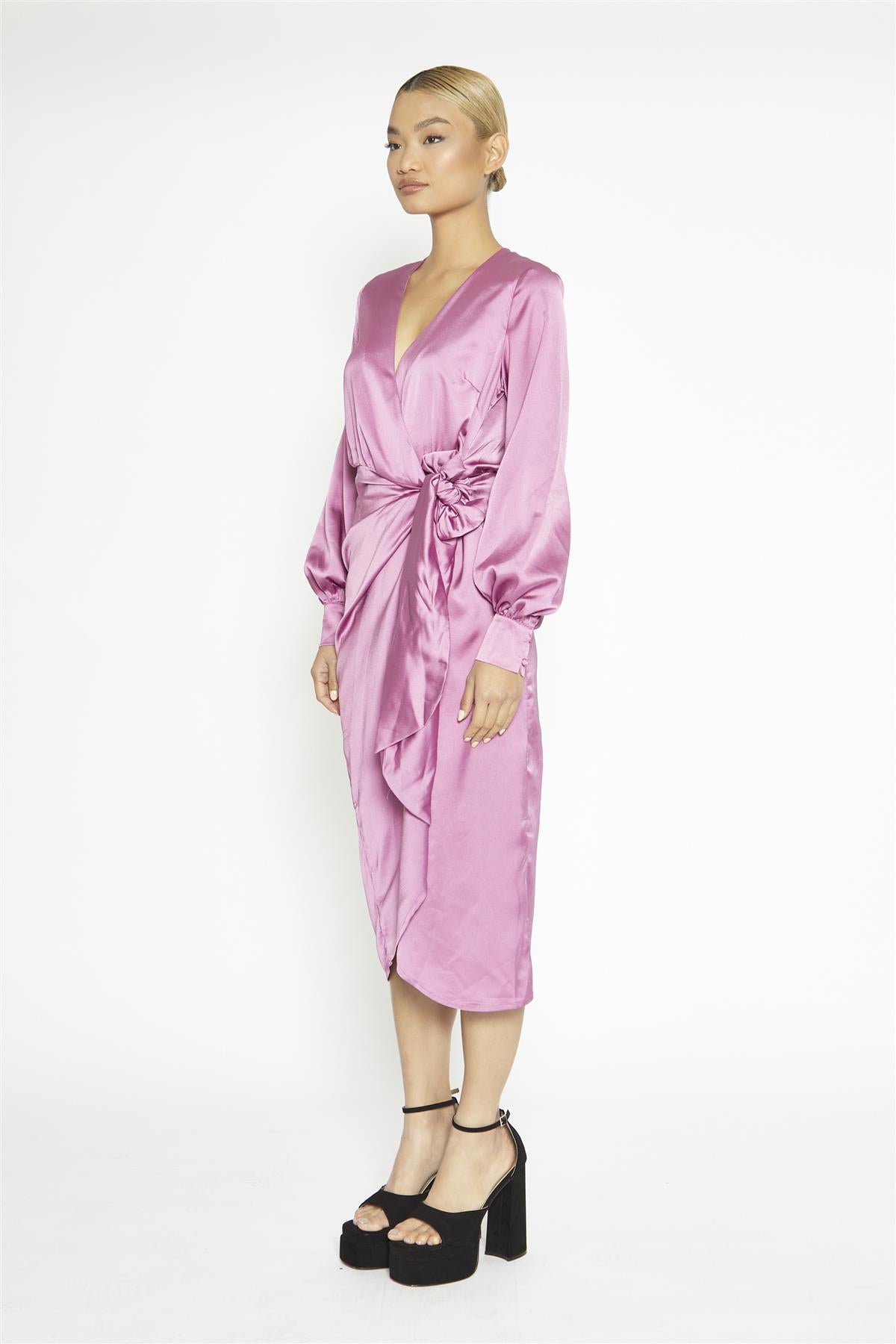 Orchid Wrap Midi-Dress