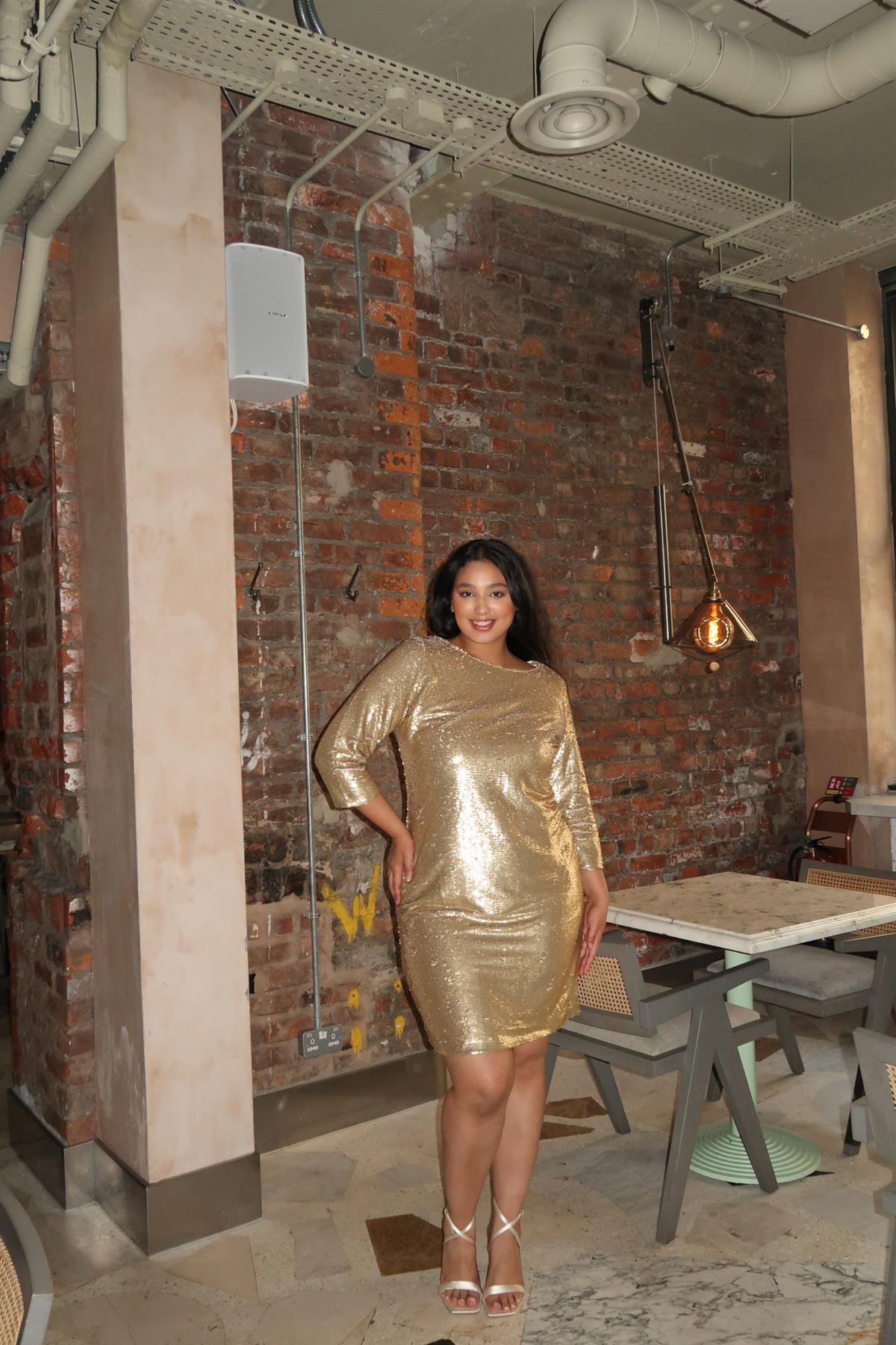 Curve - Matt - Gold Sequin Midi-Dress