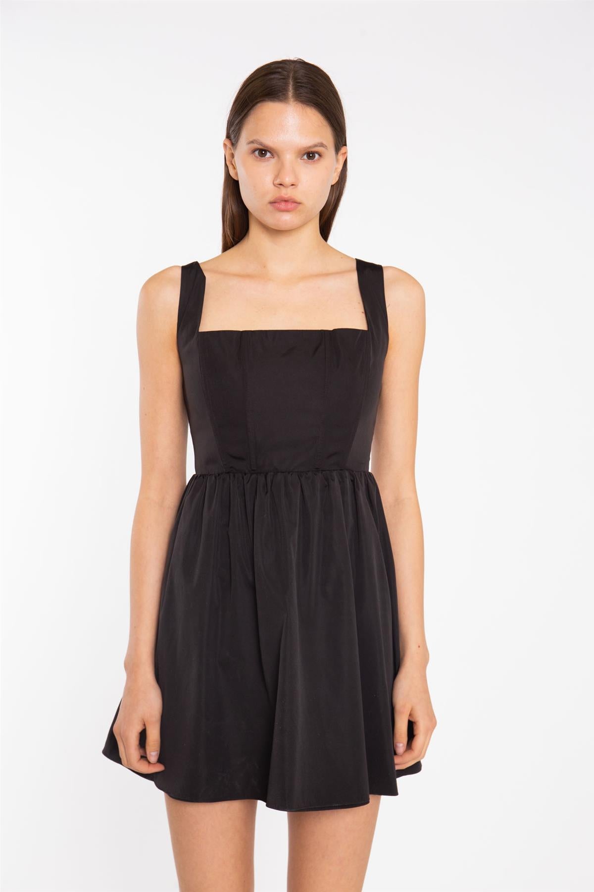 Black Corset Skater Mini-Dress