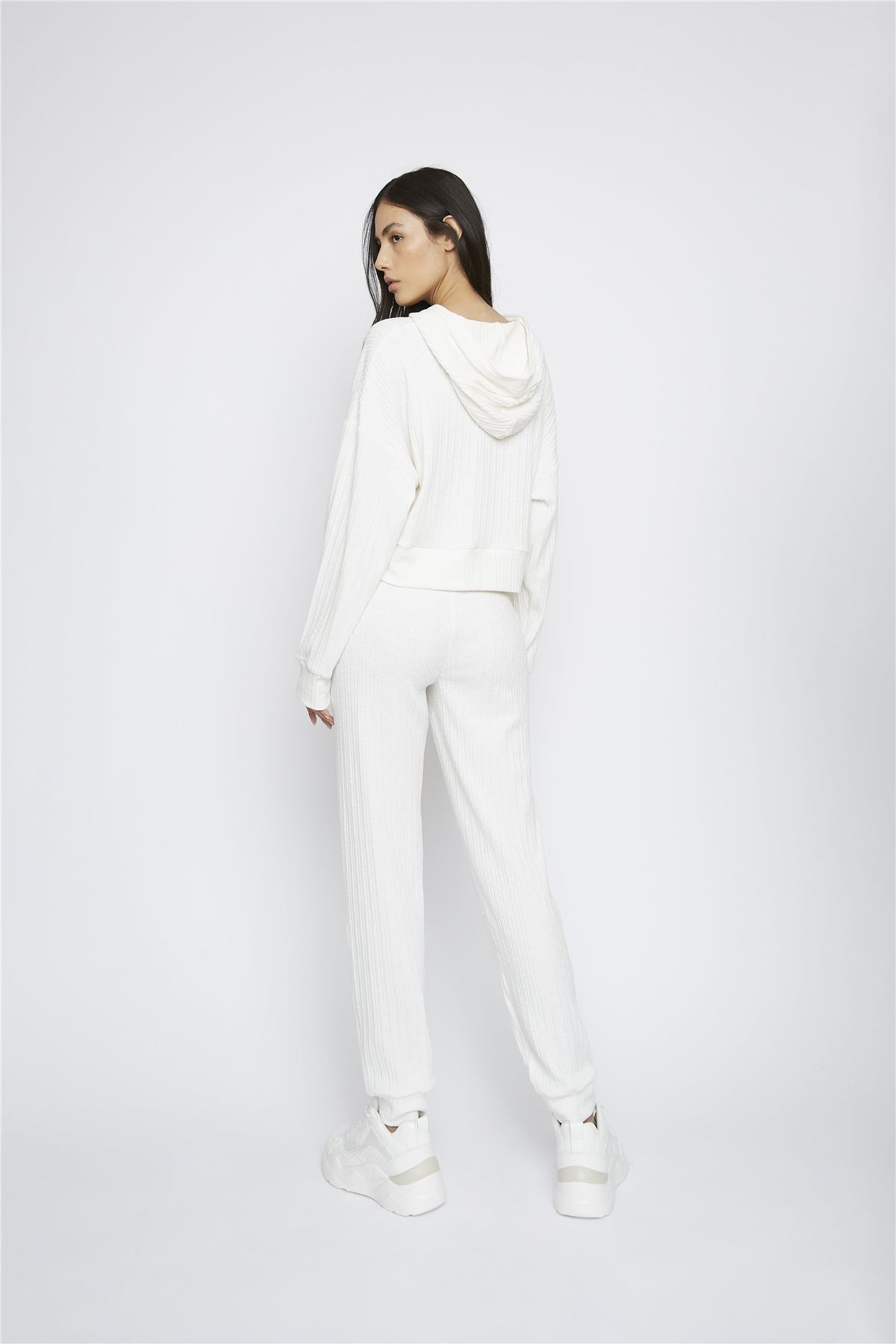 White Ribbed Loungewear Top