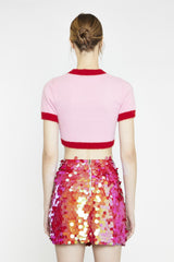 Red Large-Sequin Mini-Skirt