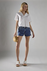 Mid Stonewash Denim Low-Rise-Shorts