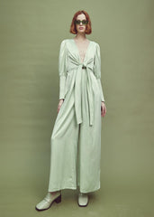 Frances Plunge Front Jumpsuit -Sage