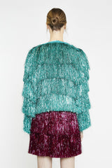 Teal Tinsel Fringe Jacket