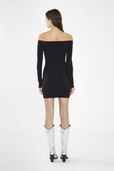 Black Bardot Mini-Dress