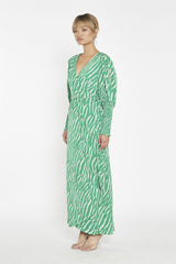 Green Sketchy-Animal Wrap Maxi-Dress