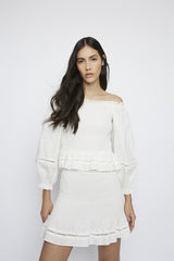 Off-White Bardot Shirred-Top