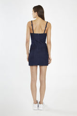 Indigo-Blue Denim Corset Mini-Dress