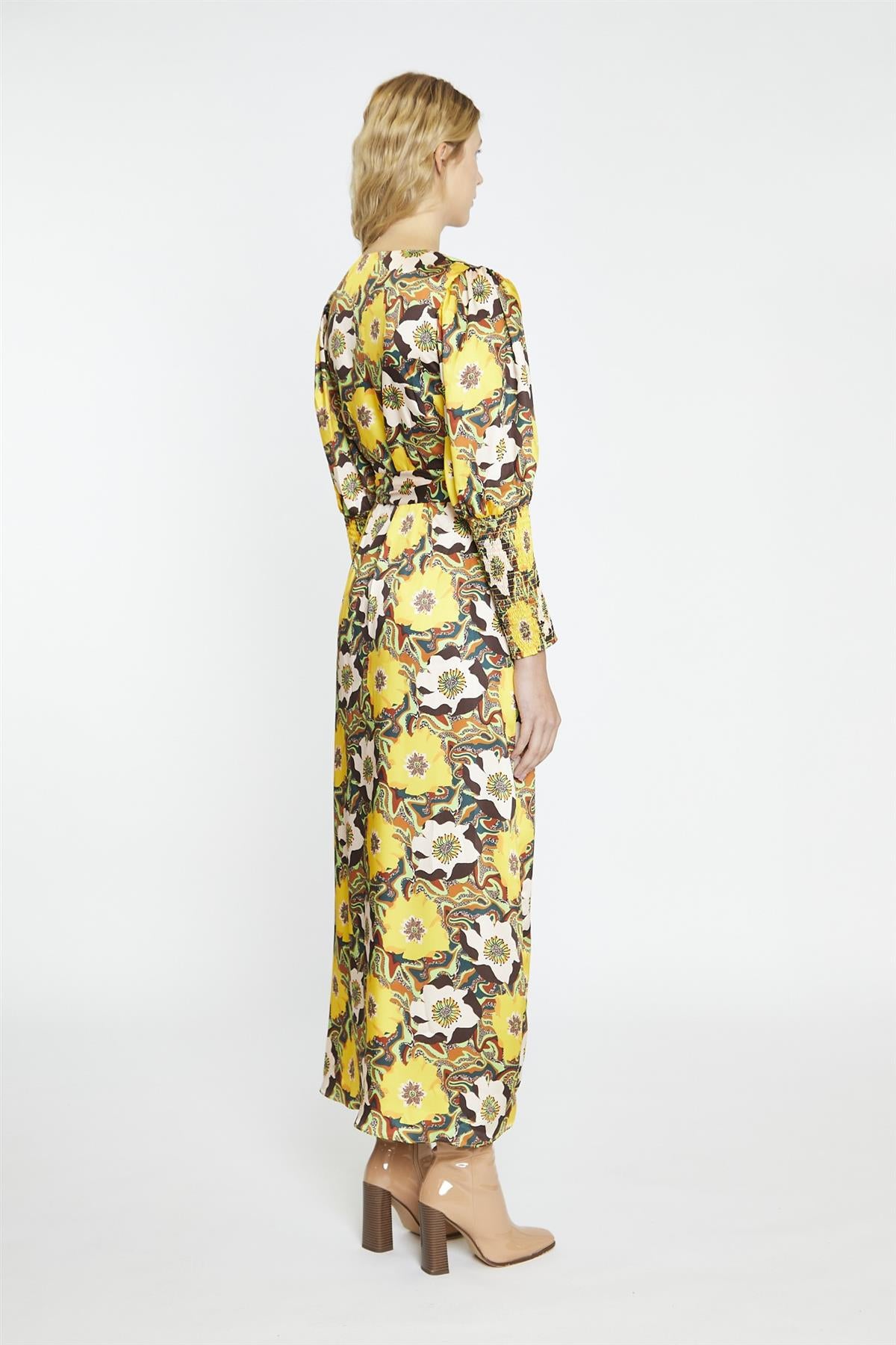 Psychedelic Multi-Floral Wrap Maxi-Dress