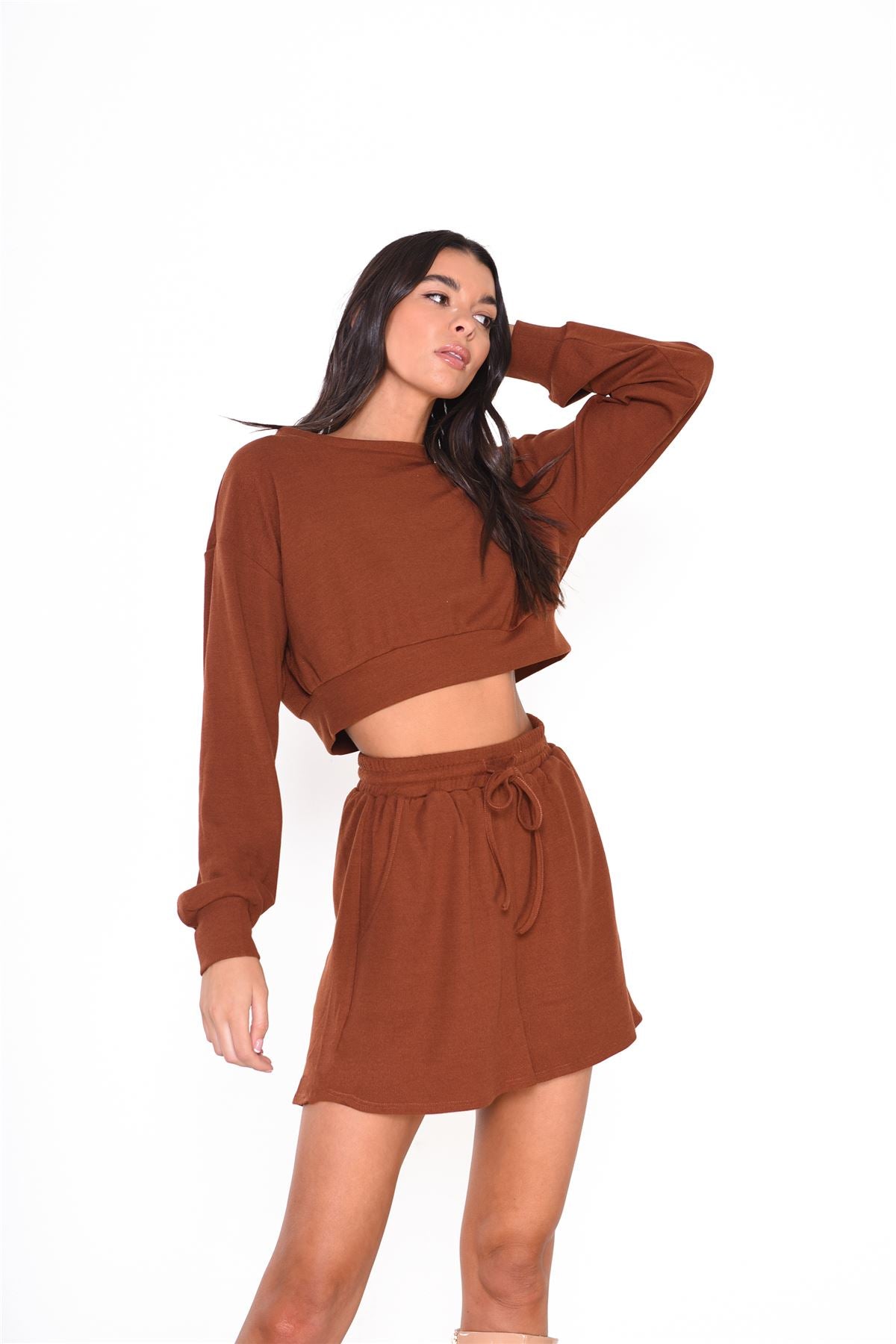 Rustic Brown High Waisted Loungewear Shorts