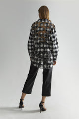 Mono-Check Applique Oversized Classic-Shirt