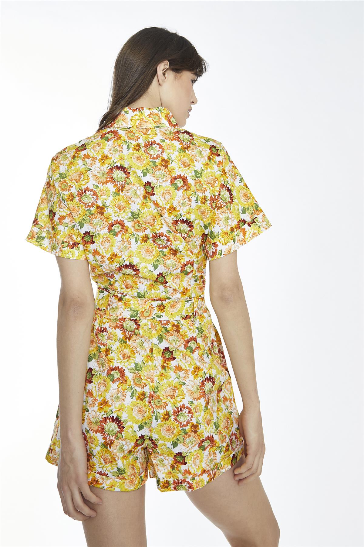 Sunflower Floral Belted Playsuit