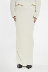 Cream Knitted Maxi-Skirt