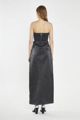 Black-Snake PU Centre-Split Midi-Skirt