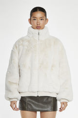 Cream Faux-Fur Bomber-Jacker