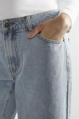 Dirty-Vintage Blue Denim Long -Shorts