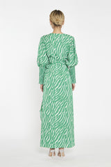 Green Sketchy-Animal Wrap Maxi-Dress