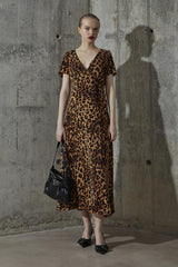 Leopard V-neck Midi-Dress