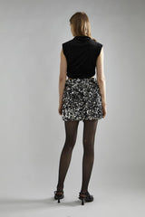 Large Pewter-Sequin Mini-Skirt