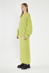 Lime-Green Knitted Maxi-Skirt