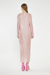 Pink-Plisse Maxi-Dress