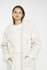 Cream Shearling Oversized-Collar Jacket