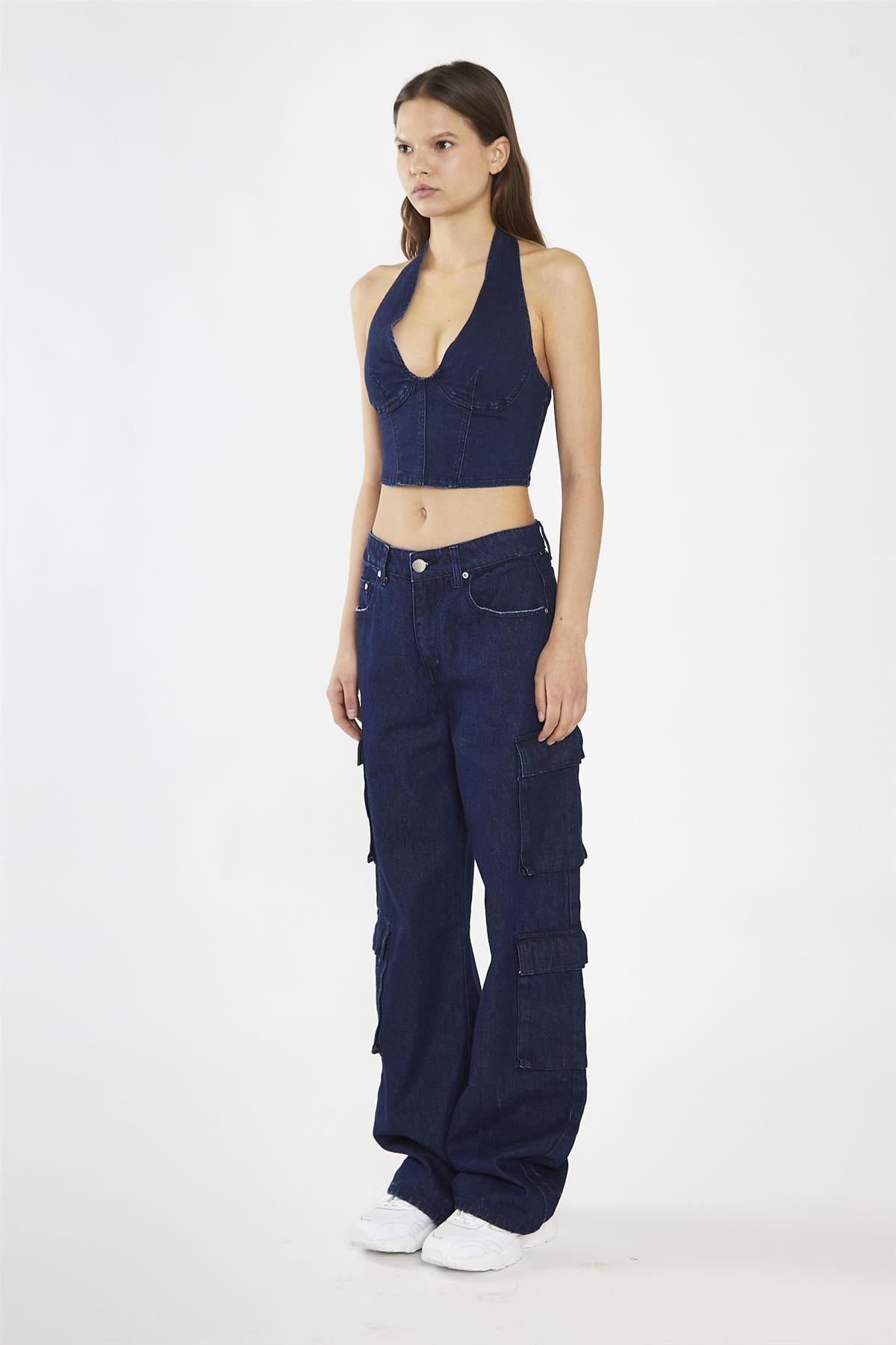 Indigo-Blue Cargo-Jeans