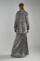 Black-Silver Sequin Loose-Fit Shirt