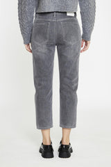 Grey Wash Low-Rise Cropped Jeans